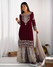 Pakistaner Rasen Anarkali Salwar Kameez Übergröße Designer Anzug Kurta Damen