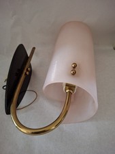 Wandlampe 50 er Jahre , Schirmfarbe rosa, Messing Halterung , vinatge Lampe