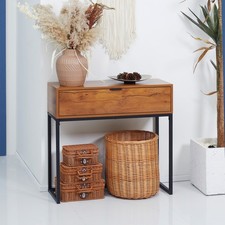 HOMCOM Konsolentisch mit Schrank Sofatisch Flurtisch im Industriedesign für Flur