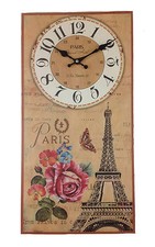 Wanduhr Landhaus Holzuhr 60 x 30 cm Küchenuhr Modern Paris Nostalgie Design XXL