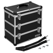 Etagenkoffer Alu Werkzeugkoffer 3 Ebenen Tragegurt 3 Fächer + Deckel erweiterbar