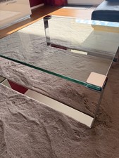 Design Couchtisch Draenert Klassik 90x90x40 Glas Hochglanz Chrom Modern Original
