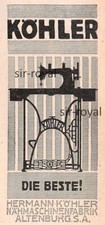 Köhler Nähmaschinen Fabrik Altenburg 1914 - Historische Werbung - Reklame ~4x9cm