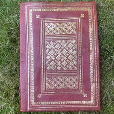Vintage Rot und Blattgold Leder Bucheinband Handschriftenhalter 27 cm x 19,5 cm
