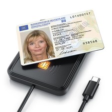 CSL USB 2.0 Dual Chipkartenlesegerät, USB-C, NFC, Smartcard, schwarz, 1,5m Kabel