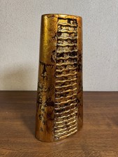 Gold-Braune Designer-Vase – Handarbeit, Keramik, 38,5 cm hoch
