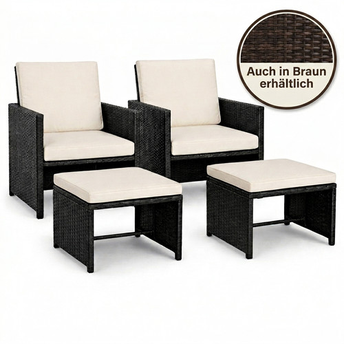 Polyrattan gartenmöbelset - polyrattan, 4