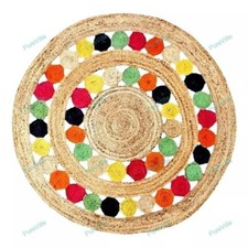 2.1x2.1m Hand Gewebt Hippie Bereich Jute Teppiche Indisch Handmade Teppich