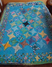 Patchworkdecke Bettüberwurf 2,20m x 1,80 m  Sofadecke einseitig bunt