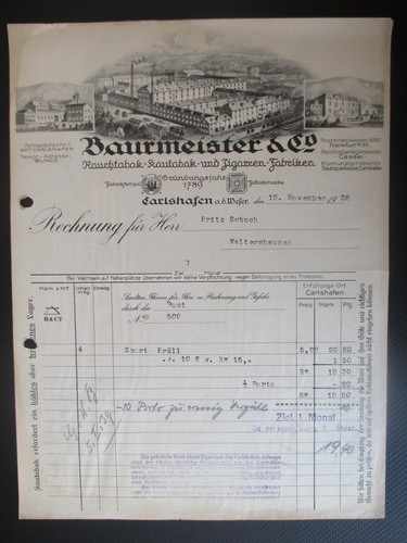 Rechnung tabak - (3027), &