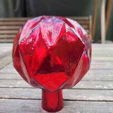 Raute Muster Gartendeko Kugel rot 12cm Rosenkugel Glas Gartenkugel Bauernkugel