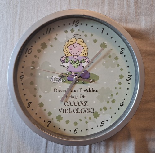 Engelchen wanduhr mit spruch - wanduhr,