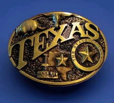 Western Buckle: "TEXAS The State of Texas/Lone Star" Longhorn - Gürteltier - Neu