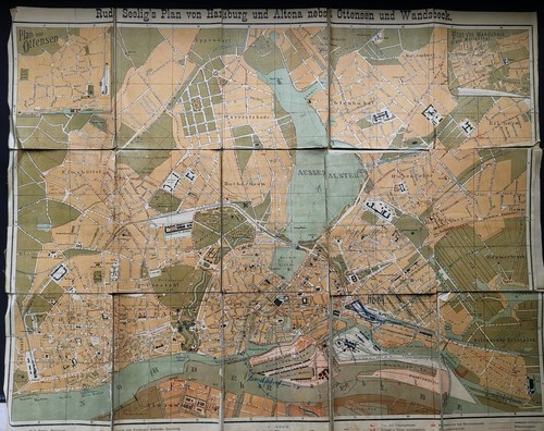 Stadtplan antik hamburg 1885 - antik,