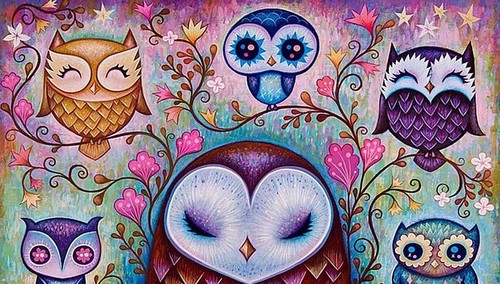 Bunte eulen diamond - eulen, painting
