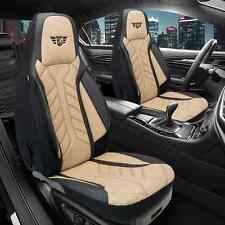 2x Leder Sitzbezüge passend für BMW 5er E39 (Schwarz-Beige) Vorne Pilot APOL507
