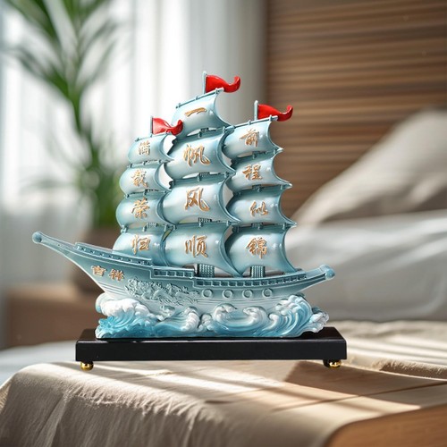 Chinesische segelboot statue - chinesische, segelboot-statue