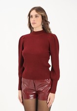 Strick Und Strickjacke Frau Bordeaux Langarm-Hemd Pullover A Coll