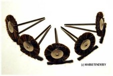 5 POLIERBÜRSTCHEN, montiert, echt Roßhaar, NEU!