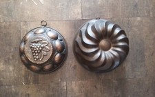 alte Backform Kupfer 2x Kupferbackform  Motiv" Trauben" mit Aufhänger