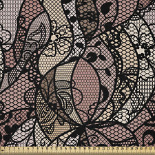viktorianisch Microfaser Stoff als Meterware Schwarz Spitze Muster
