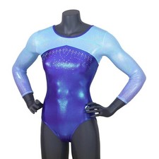 Turnanzug, Gymnastikanzug, Turnbody, RSG, Gr. 164, blau türkis mit Strass