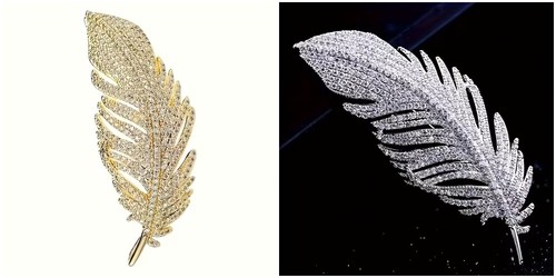 Feder brosche strass - 💎,