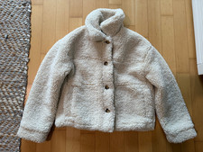 ZARA Oversized Crop Felljacke cremeweiß beige XS/34