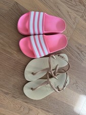 Mädchen Sandalen Adiletten adidas pink Havaianas gold  31 guter Zustand