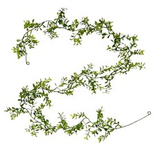 Künstliche Buchsbaumgirlande mit Blüten 190cm Filigrane Girlande Dekoration GRÜN