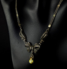 Kette Silber Sterling Zirkonia gelb Markasit Schleife Collier - bezaubernd