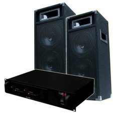 2x500W DJ PA Party Anlage DJ-700 Endstufe & PW220 Boxen doppel Bass-Lautsprecher