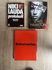 Niki Lauda, Lewis Hamilton und Michael Schumacher - 3 Biografien alle signiert
