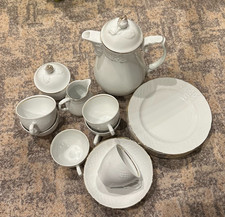 21 tlg. Kaffeeservice weiß mit Goldrand und Muster von Schumann Arzberg Bavaria