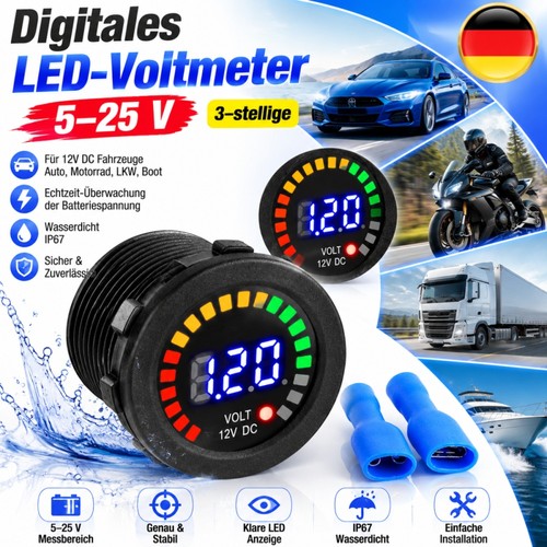 25v auto voltmeter led - 5-25v,