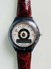 Vintage Kult SWATCH Uhr Pager BeepUp 1994 ungetragen/ungetestet Lederarmband OVP