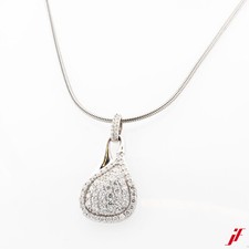 Kette 14K Weißgold mit Anhänger 18K Weißgold Diamanten Brillanten 1,78 ct 45 cm