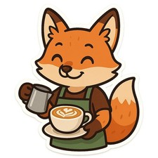 Fox as Barista with Latte Art