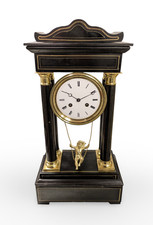 Ungewöhnliche Pendule Portaluhr mit Schaukler S.Marti um 1860
