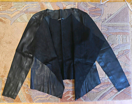 Damen jacke schwarz leder - schwarz,