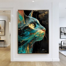 Leinwand Bilder Katze Abstrakte Kunst Tierbilder Wandbilder hochformat   8598A