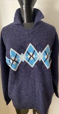 Esprit Pullover Blau mit Wolle, Seide Rauten Gr L, 52, 54 ? ❤️❤️❤️