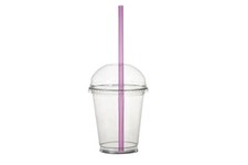 Smoothie Becher mit Deckel Rundloch 300ml 50 Stk. Trinkbecher PET recycelbar