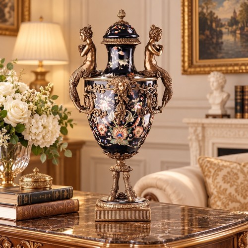 Porzellan bronze deckelvase - porzellan,