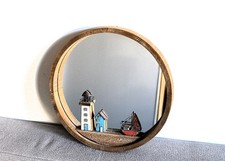 maritimer Holzspiegel rund Wandspiegel 35 cm mit diversen innen liegende Motiven