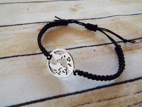 Makramee armband welt globus - makramee,