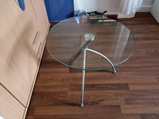 Stylischer Designer Beistelltisch rund, Höhe 51 cm, Glasplatte Durchmesser 55 cm