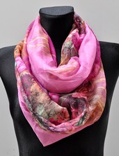 Loop Schal Seide Seidentuch Halstuch Tuch rund Schlauchschal Damen Blumen bunt