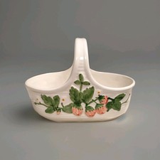 Deko Keramikkorb Obstkorb mit Erdbeermuster, Retro