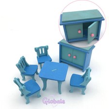 6 Stück Maßstab 1:20 Puppenhaus Miniaturen Holz Möbel Tisch Stuhl Kinderzimmer